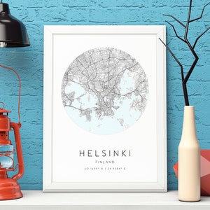 Helsinki Mapa Druk, Finlandia, Sztuka mapy miasta, POBIERANIE CYFROWE