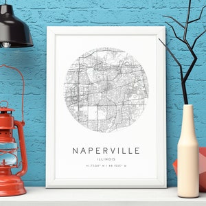 Naperville Karte Druck, Illinois, Stadt Karte Kunst,DIGITALER DOWNLOAD