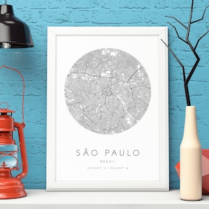 São Paulo Karte, São Paulo, Brasilien, Stadtplan Kunst, DIGITALER DOWNLOAD