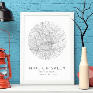 Winston-Salem Map Print,North Carolina,City Map Art,DIGITAL DOWNLOAD