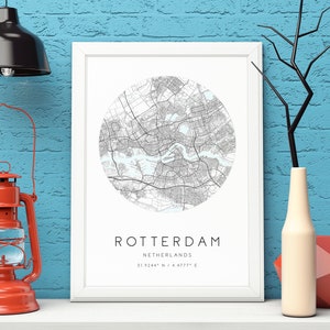 Rotterdam Karte Druck,Niederlande,Stadt Karte Kunst,DIGITAL DOWNLOAD