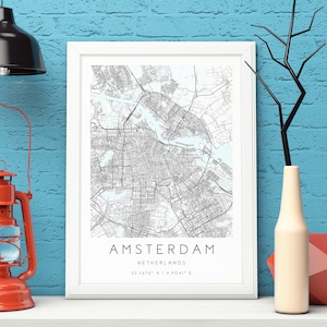 Amsterdam Karte Druck,Niederlande,Stadt Karte Kunst,DIGITAL DOWNLOAD