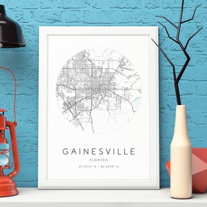Gainesville Karte Druck,Florida,Stadt Karte Kunst,DIGITALER DOWNLOAD