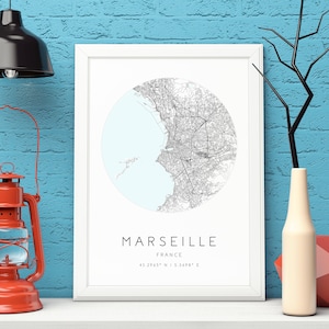Marseille Karte Druck, Frankreich, Stadtplan Kunst,DIGITALER DOWNLOAD
