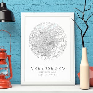 Greensboro Map Print,North Carolina,City Map Art,DIGITAL DOWNLOAD