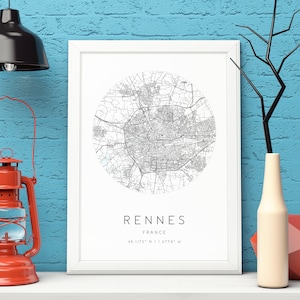 Rennes Karte Druck,Frankreich,Stadt Karte Kunst,DIGITALER DOWNLOAD