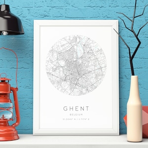 Ghent Map Print,Belgium,City Map Art,DIGITAL DOWNLOAD