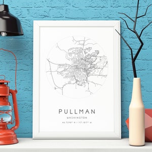 Pullman Karte Druck,Washington,City Map Art,DIGITAL DOWNLOAD