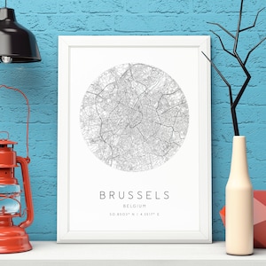 Brussels Map Print,België,Stadsplattegrond Kunst,DIGITALE DOWNLOAD