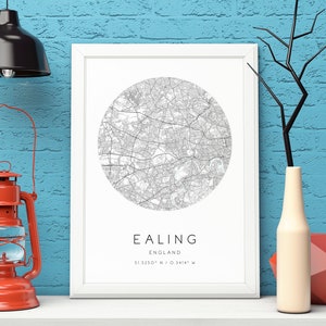 Ealing Karte Druck,Großbritannien,England,Stadt Karte Kunst,DIGITALER DOWNLOAD