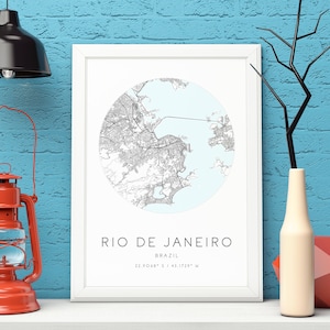 Impressão de mapa do Rio de Janeiro, Brasil, Arte de mapa da cidade, DOWNLOAD DIGITAL