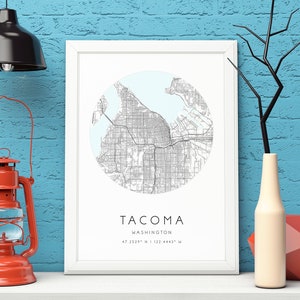Tacoma Karte Druck,Washington,Stadt Karte Kunst,DIGITALER DOWNLOAD