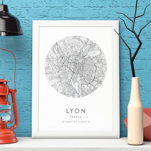 Lyon Map Print,France,City Map Art,DIGITAL DOWNLOAD