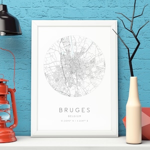 Bruges Map Print,Belgium,City Map Art,DIGITAL DOWNLOAD