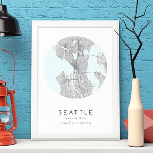 Seattle Karte Druck,Washington,Stadt Karte Kunst,DIGITAL DOWNLOAD