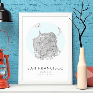 サンフランシスコ地図プリント、カリフォルニア州、市街地図プリント、デジタルダウンロード