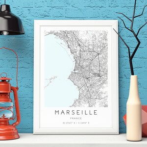 Marseille Karte Druck,Frankreich,Stadt Karte Kunst,DIGITAL DOWNLOAD