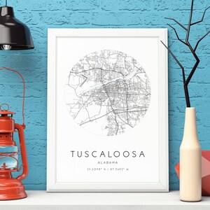 Tuscaloosa Kaart Afdrukken, Alabama, City Map Art, DIGITALE DOWNLOAD