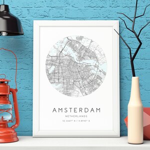Mapa impresso de Amsterdã, Holanda, Mapa impresso da cidade, DOWNLOAD DIGITAL