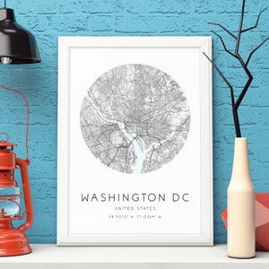 Washington DC Map Print, États-Unis, City Map Print,TÉLÉCHARGEMENT NUMÉRIQUE