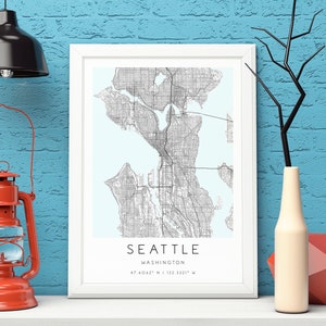 Seattle Karte Druck,Washington,Stadt Karte Kunst,DIGITAL DPWNLOAD