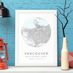 Vancouver Map Print,Columbia Británica,Canadá,City Map Art,DESCARGA DIGITAL