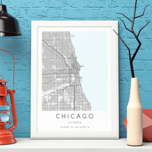 Chicago Map Print, Illinois, City Map Art,DIGITAL DOWNLOAD