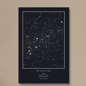 Carte numérique des étoiles par date, impression de carte des étoiles, affiche imprimable de carte des étoiles, cadeaux d'anniversaire de la rencontre de la nuit, impression constellation, impression ciel nocturne