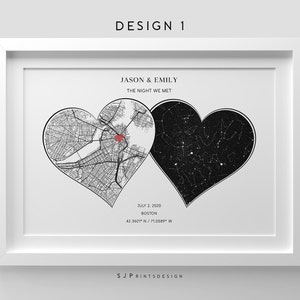 Impression numérique de carte des étoiles, là où tout a commencé, cadeau d'anniversaire pour elle, notre première maison, cadeaux d'anniversaire, nuit de notre connaissance, affiche de carte personnalisée, cadeau de mariage