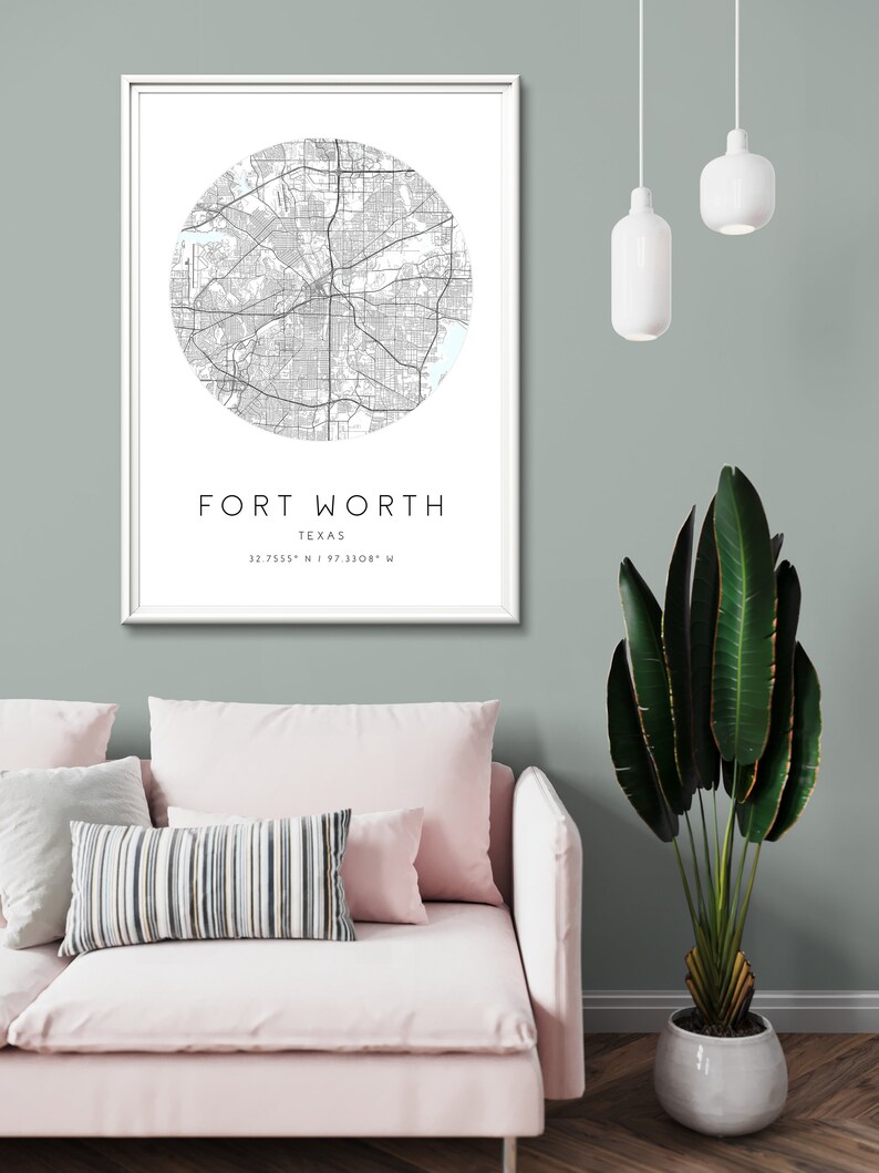 Fort Worth Map Print,Texas,City Map Art,DIGITAL DOWNLOAD
