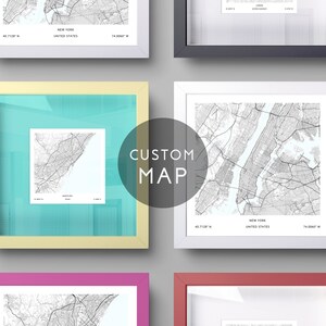 Conjunto digital de 3 impresiones de mapas, póster de mapa de la ciudad, impresiones de mapas, regalo de mapas, impresión de mapas de la ciudad, mapa cuadrado, arte mural de mapas de la ciudad, póster de impresión de mapas, decoración de pared de mapas