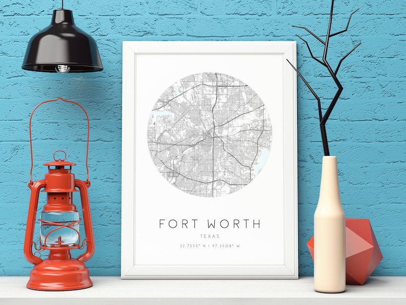 Fort Worth Map Print,Texas,City Map Art,DIGITAL DOWNLOAD