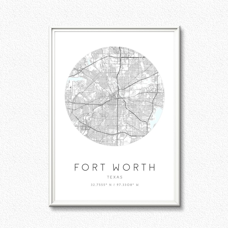 Fort Worth Map Print,Texas,City Map Art,DIGITAL DOWNLOAD