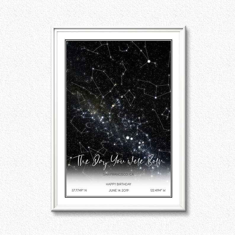 On The Day You Were Born PrintCustom Star MapNight Sky Etsy