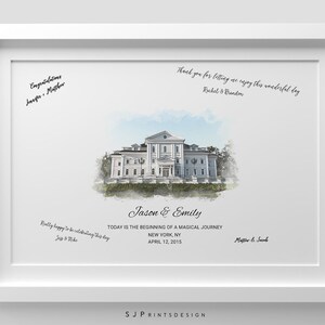 Aquarell Hochzeitsort-Gästebuch,Hochzeits-Gästebuch Alternative, Hochzeitsort von Foto, Hochzeit Willkommensschild, Aquarell Ort von Foto drucken