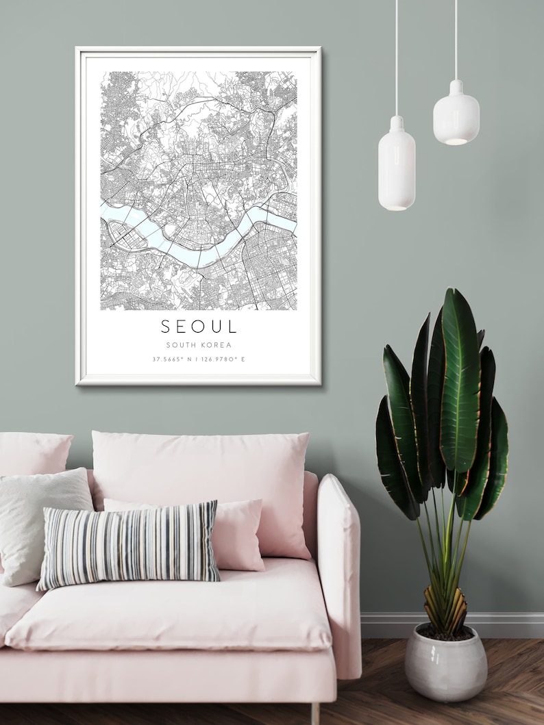 South Korea,City Map Art,DIGITAL DOWNLOAD Seoul Map Print