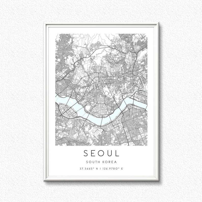 South Korea,City Map Art,DIGITAL DOWNLOAD Seoul Map Print
