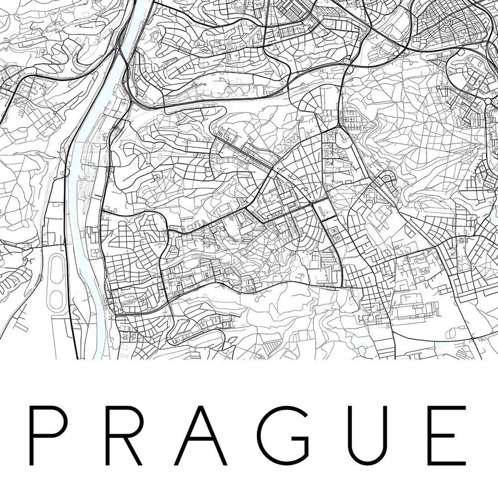 Prague Map PrintCzech RepublicCity Map ArtDIGITAL DOWNLOAD | Etsy