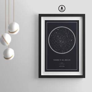 DIGITAL Star Map Print,Where it all began,You were born,Star Map Poster,Engagement Gift for her,Anniversary Gifts,Night We Met,Wedding Gift