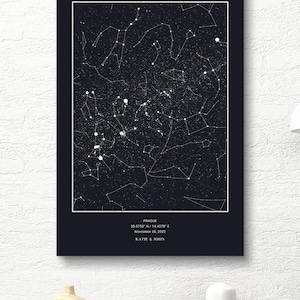 Impresión DIGITAL del mapa estelar, donde todo comenzó, impresión del cielo nocturno, póster del mapa estelar, regalo de cumpleaños para ella, regalos de aniversario, la noche en que nos conocimos, regalo de bodas