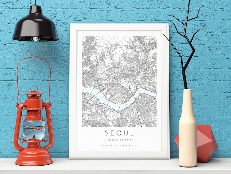 South Korea,City Map Art,DIGITAL DOWNLOAD Seoul Map Print