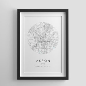 Akron Map Print,Ohio,City Map Art,DIGITAL DOWNLOAD