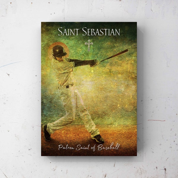 BASEBALL, Saint Sebastian, Patron Saint of Baseball, Catholic Wall Art, Patron Saint of Sports, Gift for Baseball Fan, Catholic Decor.