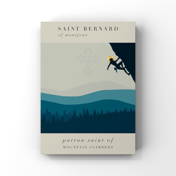 Saint Bernard - Patron Saint of Mountain Climbers - Catholic Print - Alpine Decor - Climbers Gift - Rock Climbing - Digital Download