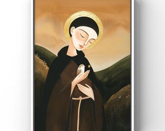 Saint Francis of Assisi | Patron of Animals | Modern Catholic Wall Art | Minimalist Saint Print
