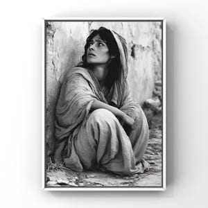 Santa Maria Maddalena rivisitata / Santa patrona del pentimento / Fotografia ispirata in bianco e nero / Download di arte murale cattolica