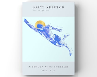 Patron Saint des Nageurs - Saint Adjutor Print - Cadeau pour les nageurs - Cadeau de confirmation - Patron Saint Print - Téléchargement numérique