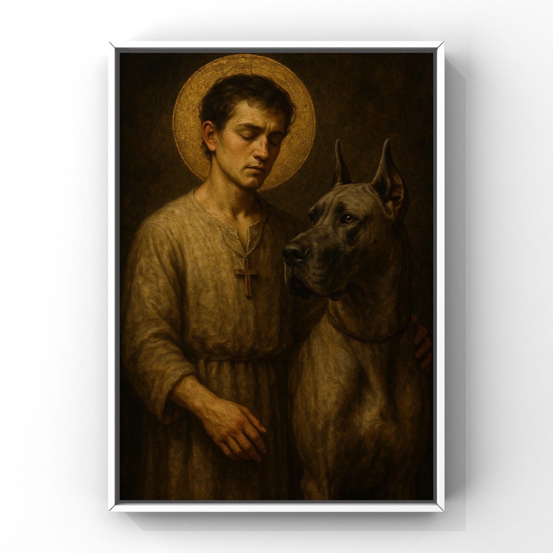 Great Dane Dog Catholic Wall Art | Saint Rocco Patron of Dogs | Pet ...