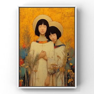 Heiligen Felicity und Perpetua | Katholische Kunstdruck | Botanischer Gold Halo Märtyrer Porträt | Sacred Schwesternschaft | Christliche Wanddekoration