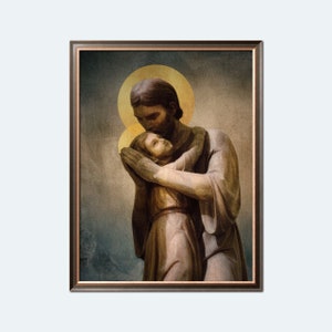 St. Joseph and Jesus Christ Print - San Jose - Sao Jose - Catholic Art Print - St Joseph Wall Art - Printables - Digital Download
